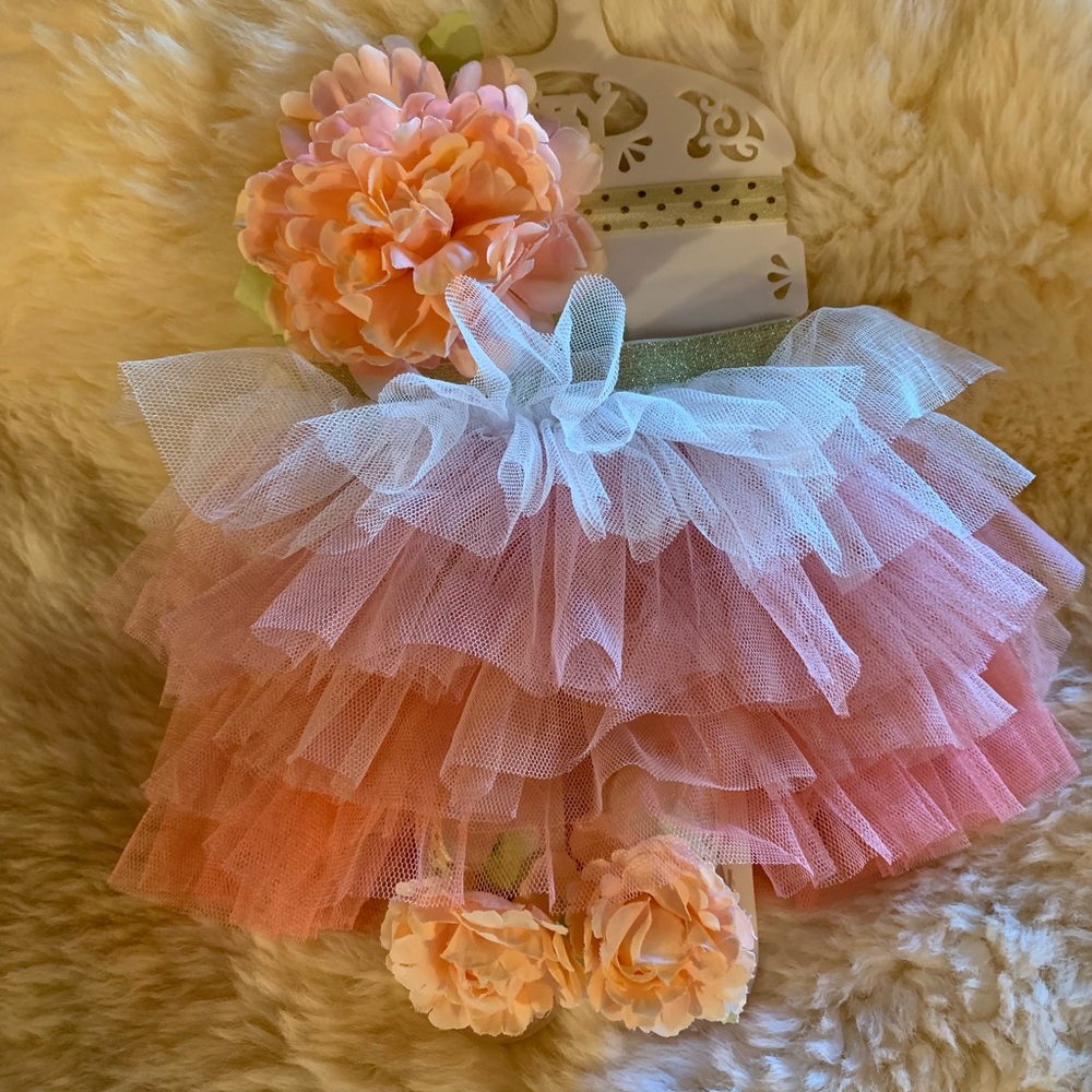 NWT Tutu Headband Footie Set
